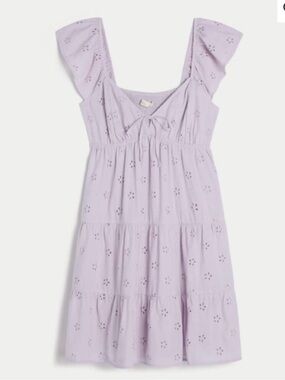Hollister Lavender Eyelet Tie-Front Open Back Mini Dress